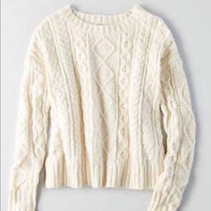 American Eagle White Cropped Sweater